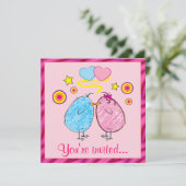 Paasdiner Uitnodiging met Cartoon kip (Staand voorkant)