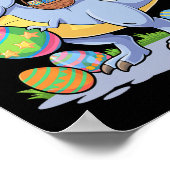 Paasdinosaurus T-rex en konijn met kleurrijke E Poster (Hoek)