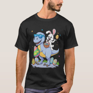 Paasdinosaurus T-rex en konijn met kleurrijke E T-shirt