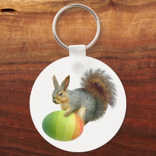Paaseekhoorn met regenboogeieren Sleutelhanger (Voorkant)