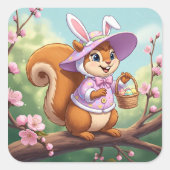paaseekhoorn vierkante sticker (Voorkant)