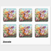 paaseekhoorn vierkante sticker (Vel)