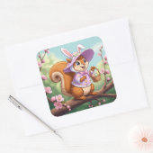 paaseekhoorn vierkante sticker (Envelop)