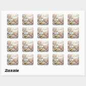 Paaseend, eendjes en bloemen Envelope Seal Vierkante Sticker (Vel)