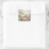 Paaseend, eendjes en bloemen Envelope Seal Vierkante Sticker (Tas)