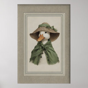 PaasEend Portret Kunstprint, Lente Salie Groen Poster