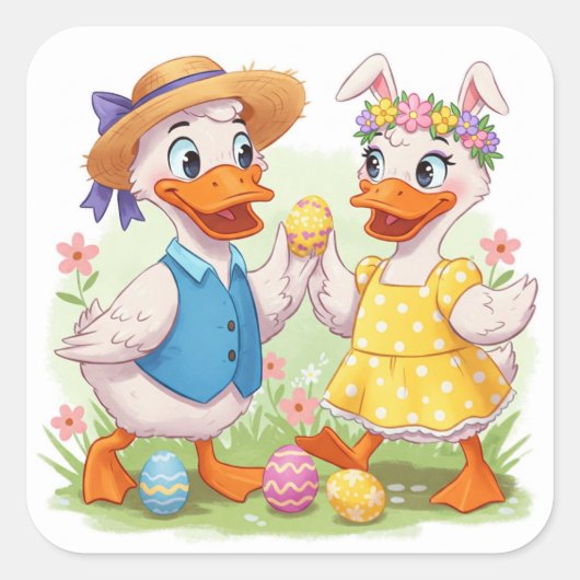 Paaseenden Vierkante Sticker (Voorkant)