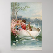 Paaseghoes Bunny Boat Young Couple Landschap Poster (Voorkant)