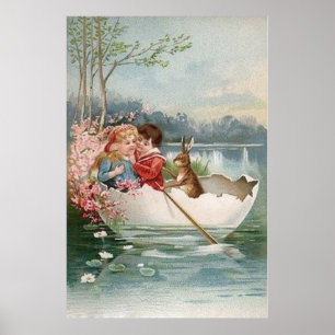 Paaseghoes Bunny Boat Young Couple Landschap Poster
