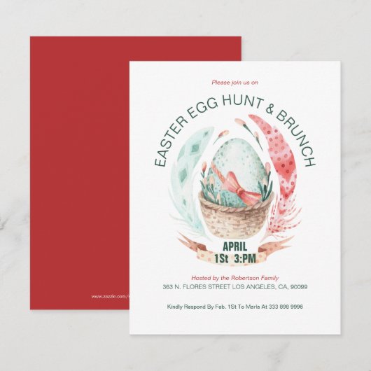 Paasehun-rooster uitnodigen bedankkaart (Voorkant / Achterkant)