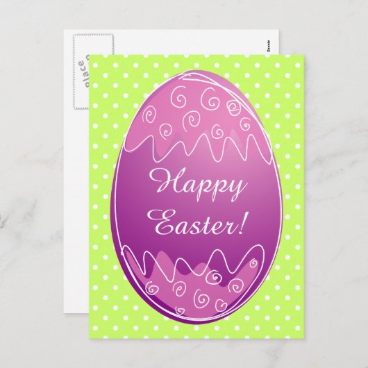 Paasei briefkaarten met witte stippen (Voorkant / Achterkant)