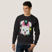 Paasei Bunny Ear Samoyed Dog Face Easter Sund Trui (Voorkant volledig)