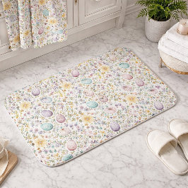 Paasei en lente bloemmotief in pastelkleuren badmat