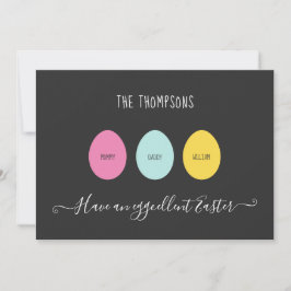 Paasei familie van 3 Eggcellent Feestdagenkaart