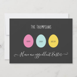 Paasei familie van 3 Eggcellent Feestdagenkaart