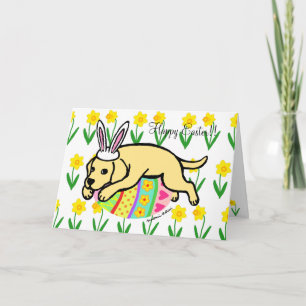 Paasei Geel Labrador Cartoon Feestdagen Kaart
