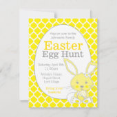Paasei jacht geel grijs konijn uitnodigingen (Voorkant)