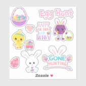 paasei jacht konijntje chick set sticker (Vel)