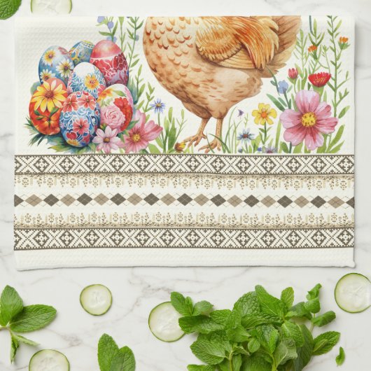 Paasei Kip Kip Hen Keukenhanddoek (Gevouwen)