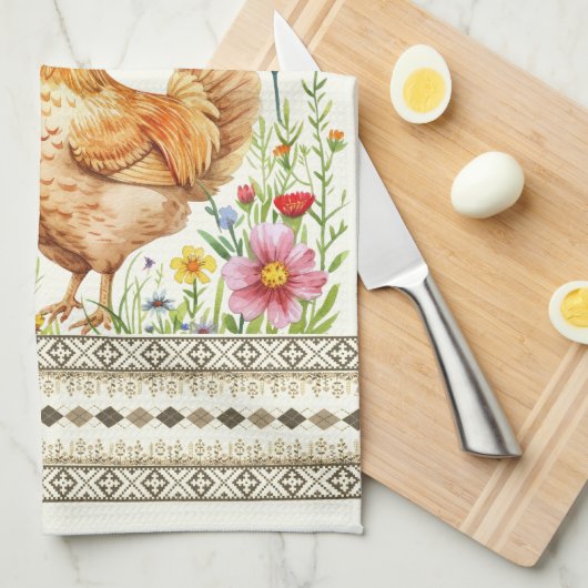 Paasei Kip Kip Hen Keukenhanddoek (Quarter Fold)