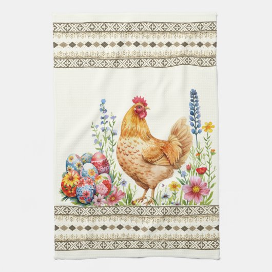 Paasei Kip Kip Hen Keukenhanddoek (Verticaal)