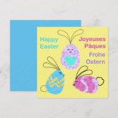paasei-konijntjes groetjes engels frans duits notitiekaartje (Voorkant / Achterkant)