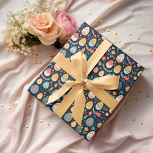 Paasei lente patroon cadeaupapier