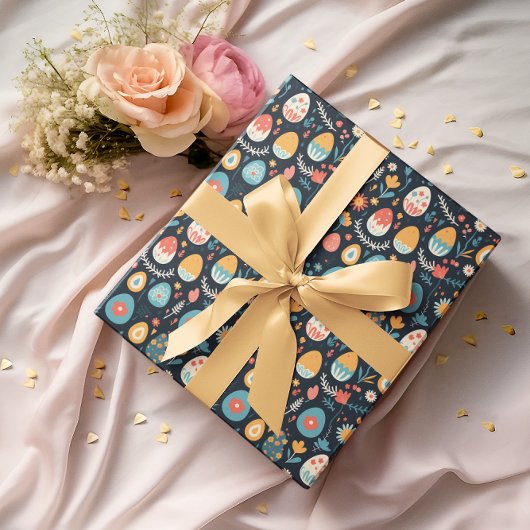 Paasei lente patroon cadeaupapier