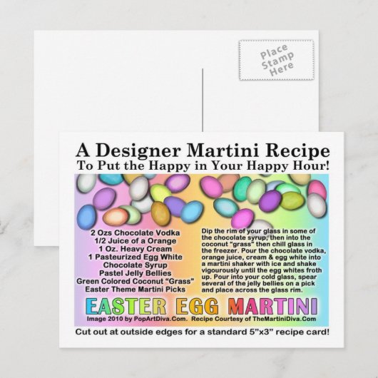 Paasei Martini Recept Kaart Briefkaart (Voorkant / Achterkant)