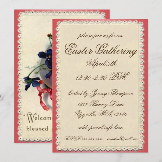 paasei met viooltjes kaart (Voorkant / Achterkant)