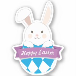 Paasei. Paashaas. Gelukkig Pasen Sticker