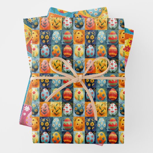 Paasei Patchwork: Kleurrijke vakantiekunst Inpakpapier Vel (In situ)