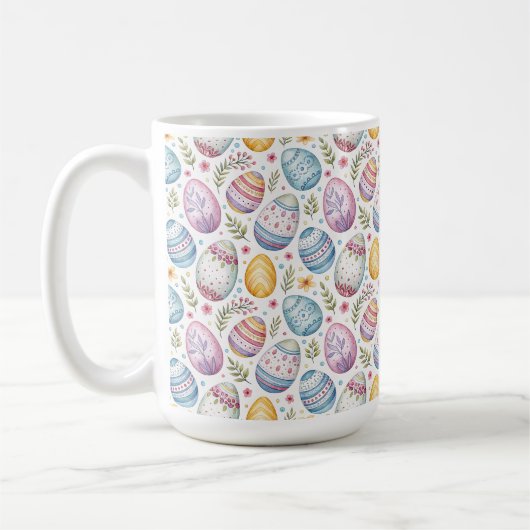 Paasei patroon in pastelkleuren koffiemok (Links)