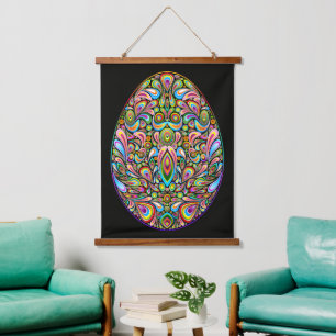 Paasei Psychedelisch Design Kids Biologisch T-Shir Hangend Wandkleed
