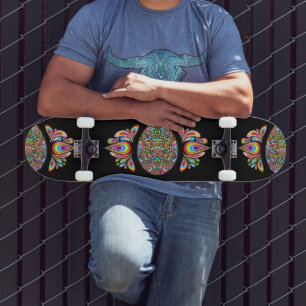 Paasei Psychedelisch Design Kids Biologisch T-shir Persoonlijk Skateboard