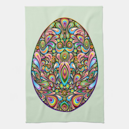 Paasei Psychedelisch Design Kids Biologisch T-Shir Theedoek (Verticaal)