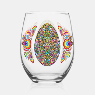 Paasei Psychedelisch Design Kids Biologisch T-shir Wijnglas Zonder Voet