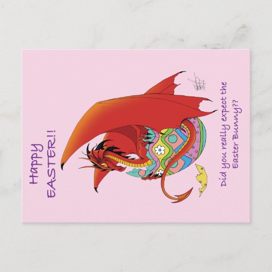 Paasei Rode draak Briefkaart (Voorkant)