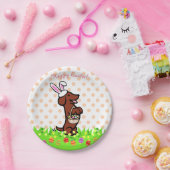 Paasei Rood Glad Haired Dachshund Borden Papieren Bordje (Feest)