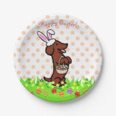 Paasei Rood Glad Haired Dachshund Borden Papieren Bordje (Voorkant)