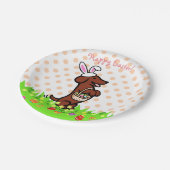 Paasei Rood Glad Haired Dachshund Borden Papieren Bordje (Gekanteld)