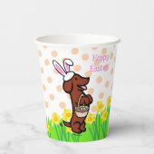 Paasei Rood Glad Haired Dachshund Papieren Bekers (Achterkant)