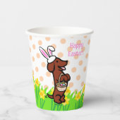 Paasei Rood Glad Haired Dachshund Papieren Bekers (Voorkant)