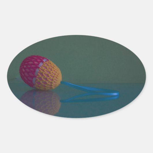 Paasei Vakantie Blauwe en Groene Ovale Sticker (Voorkant)