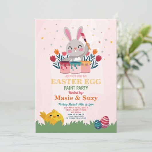 Paasei Verf Partij uitnodigen Versier Eieren Kaart (Staand voorkant)