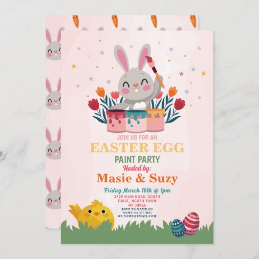 Paasei Verf Partij uitnodigen Versier Eieren Kaart (Voorkant / Achterkant)