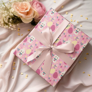 Paasei Waterverf konijnenlentepatroon Cadeaupapier