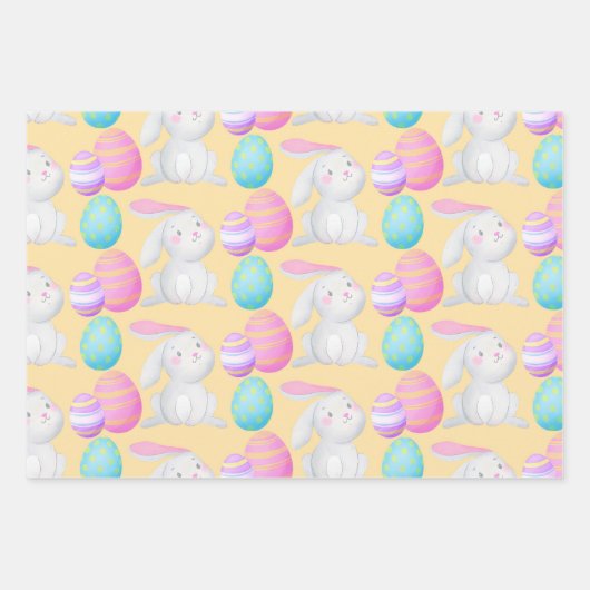 Paasei Waterverf konijnenlentepatroon Inpakpapier Vel (Voorkant)