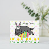 Paasei Zwart Labrador Cartoon Feestdagenkaart (Staand voorkant)