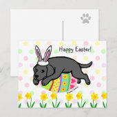 Paasei Zwart Labrador Cartoon Feestdagenkaart (Voorkant / Achterkant)